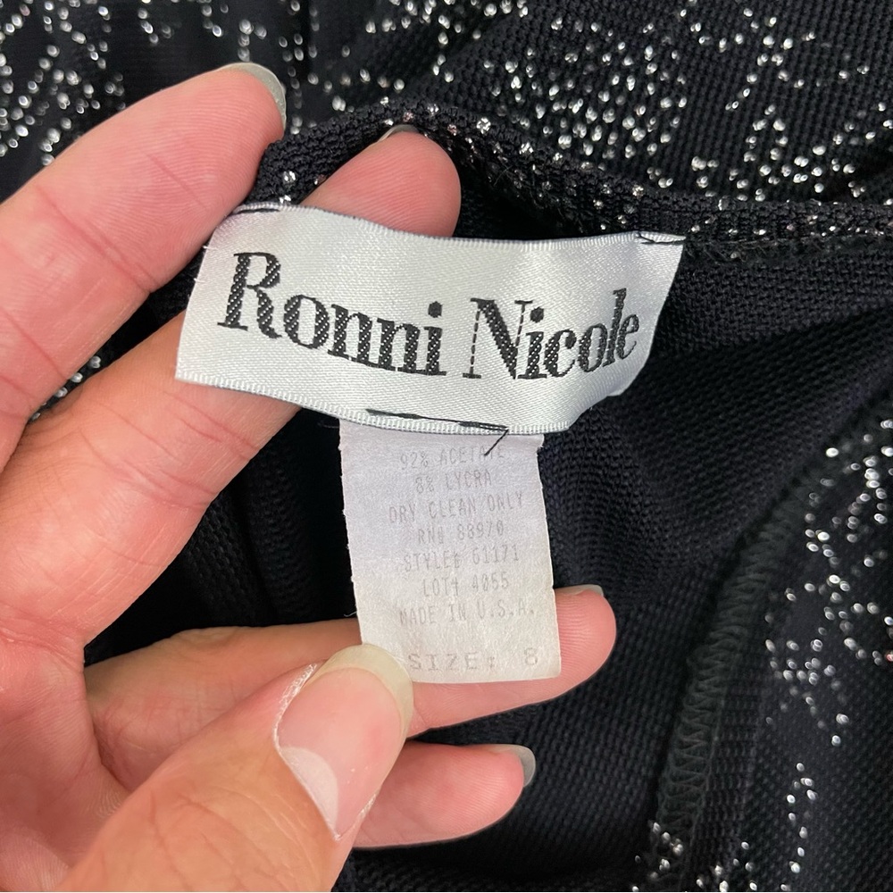 Vintage Ronni Nicole Sparkle Floral Empire Waist Midi Length Dress - Picture 5 of 7